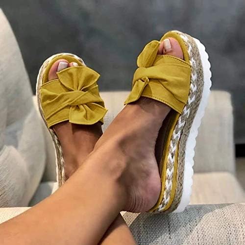 Kadın Espadrille Kama Sandalet, 2020 Yaz Boho Tarzı Düğüm Burnu açık Sandalet Üzerinde Kayma Rahat Sandalet Düz Ayakkabı
