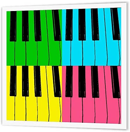 3dRose ht_48655_3 Eğlenceli Renkler Piyano Tuşları-Müzik Sanatı Aletleri-Demir on ısı transfer Kağıdı Beyaz Malzeme,