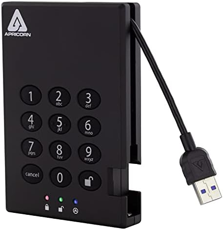 Aprıcorn 2 TB Aegis Asma Kilit USB 3.0 SSD 256-Bit Şifreli Taşınabilir Sürücü (A25-3PL256-S2000)