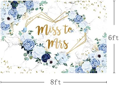 AIBIIN 8x6ft Bayan Bayan Çiçek Zemin Gelin Duş için Mavi ve Beyaz Çiçekler Fotoğraf Arka Plan Kalpler Geometrik Çift