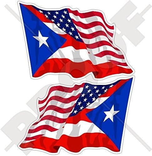 ABD Amerika Birleşik Devletleri ve PORTO RİKO, Amerikan-Porto Rikolu Uçan Bayrak 4,7 (120mm) Vinil Tampon Çıkartmaları,