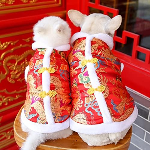 SHİAOMİN Köpek Yeni Yıl Ceket Çin Kırmızı Mandalina Kalınlaşmak Kış Giyim için Küçük Pet (Büyük)