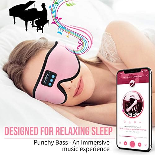 MUSİCOZY Beyaz Gürültü Uyku Kulaklıklar Bluetooth Kafa Bandı, Uyku Kulaklıklar Maske, 3D Kablosuz Müzik Uyku Kulaklıklar