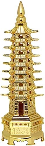 Alıcılarduniya Feng Shui Pagoda Eğitimi Akademik Başarı ve Pozitif Enerji için 9 Katmanlı Kule (Metal, Altın)
