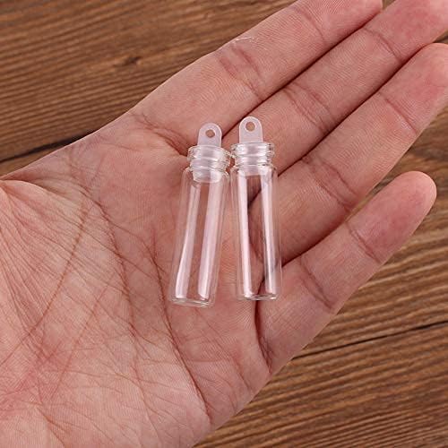 Qıxıvcom 60 Parça 2 ml Mini Küçük Şeffaf Cam Şişeler Şişeler Tiny Kavanoz Plastik Tıpa ile Minyatür Cam Şişe Mesaj