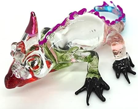 Sansukjai Bukalemun Minyatür Figürler Hayvanlar El Boyalı Üflemeli Cam Sanatı Koleksiyon Hediye Süslemeleri, Çok Renkli