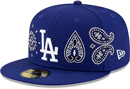 New Era LA Los Angeles Dodgers 59 ELLİ Paisley Elemanları Gömme Şapka, Şapka