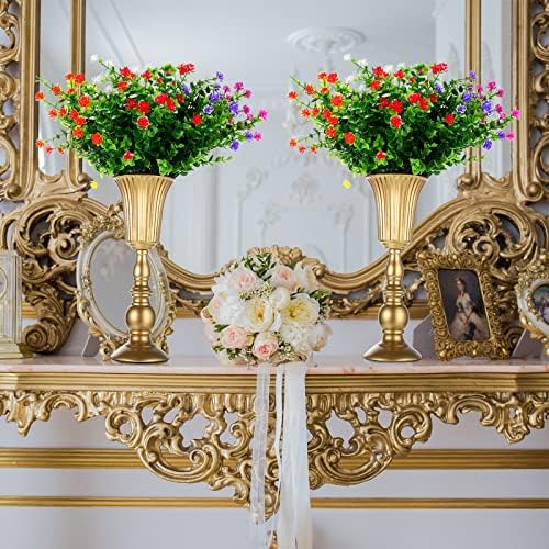 20 Adet Düğün Çiçek Trompet Vazolar Altın Metal Centerpieces Uzun Boylu Vazolar Zarif Dekoratif Çiçek Yükseltici Standı