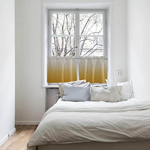 Ombre Sarı Gri Pencere Perde Panelleri 2 Set, çubuk Cep Perdelik Perdeler Çocuklar için Yatak Odası Oturma Odası Mutfak