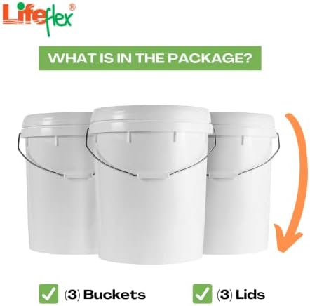 LifeFlex 5 Galonluk Kova ve Kapak, Dayanıklı 90 mil Çok Amaçlı Kova, Gıda Sınıfı, BPA İçermez. Dış Mekan Amaçlı ve