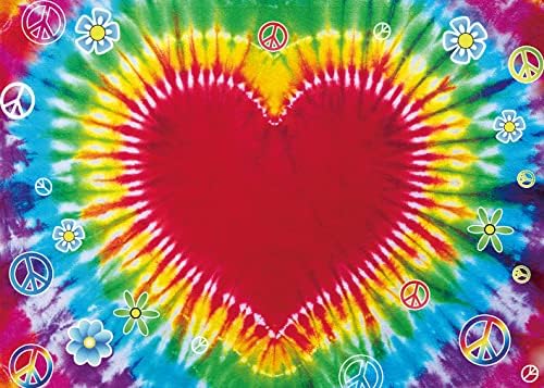 Harika Aşk ve Barış Zemin 60s Hippi Renkli Batik Kalp Çiçek Barış Logosu Arka Plan Bebek Duş Doğum Günü Partisi fotoğraf