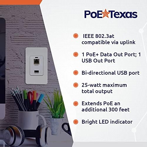 PoE Texas Gigabit PoE Splitter duvar içi USB şarj Portu ve PoE Texas 8 Port PoE Anahtarı
