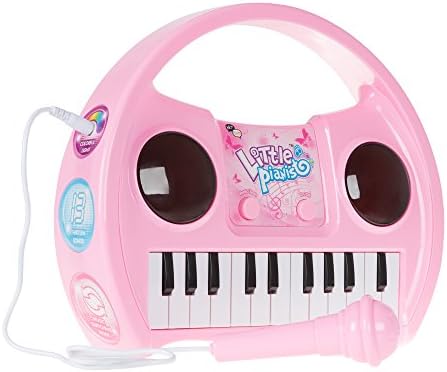 Mikrofonlu Çocuk Karaoke Makinesi, Müzikal Klavye ve ışıklar İçerir-Hey'den Erkekler ve Kızlar için Pille Çalışan
