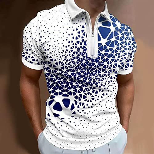 FVOWOH polo tişörtler Erkekler için Gömlek Kısa Kollu Üstleri Dijital 3D Baskı Posteri Tatil Plaj Yaka Fermuar Komik