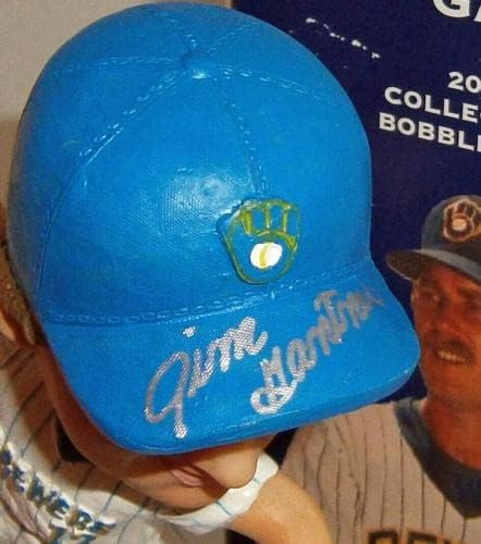 2004 BİRA ÜRETİCİLERİ Jim Gantner imzalı bobblehead SGA JSA COA OTOMATİK İmzalı Sakız İmzalı MLB Figürleri