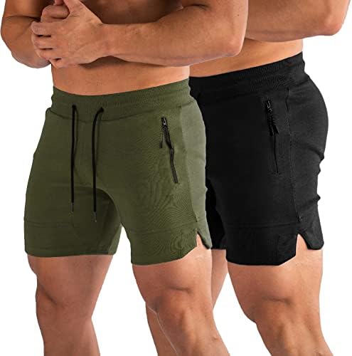PIDOGYM erkek 5 Spor Salonu egzersiz şortu, Gömme Koşu kısa pantolon Vücut Geliştirme Koşu Eğitim Fermuarlı Cepler