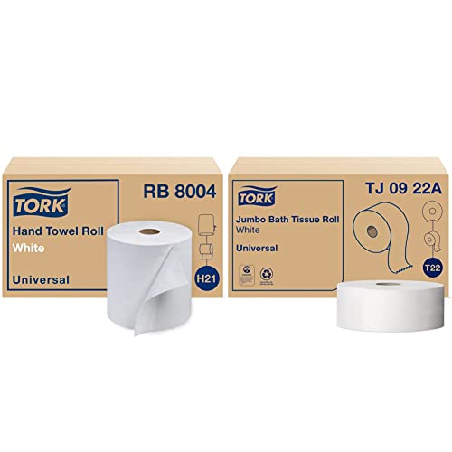 Tork Kağıt El Havlusu Rulo Beyaz H21, Üniversal, %100 Geri Dönüştürülmüş Elyaf, 6 Rulo x 800 ft, RB8004 & Jumbo Tuvalet
