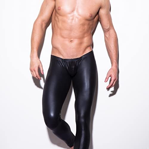 Fldy erkek Parlak Metalik ıslak Bak Tayt Suni Deri Dar Pantolon Gece Kulübü Metalik Altın Pantolon PVC Uzun Pantolon