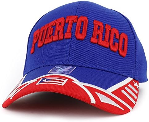 Trendy Giyim Mağazası Porto Riko 3D işlemeli Yapılandırılmış Bayrak Bill Beyzbol Şapkası