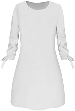 LATİNDAY ◆ Kadın Zarif bol tişört Elbise O Boyun Ev Mini Elbiseler Üstleri Yay ile