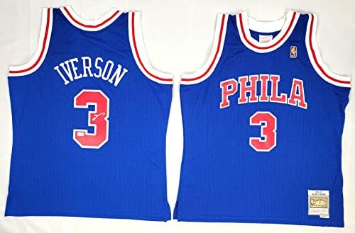 Allen Iverson İmzalı Philadelphia 76ers Mitchell & Ness Mavi 1996-97 Swingman Forması Beckett Tanık İmzalı NBA Formaları