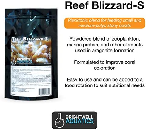 Brightwell Aquatics Reef Blizzard-S - Küçük ve Orta Polip Taşlı Mercanları Beslemek için Toz Planktonik Karışım, 16