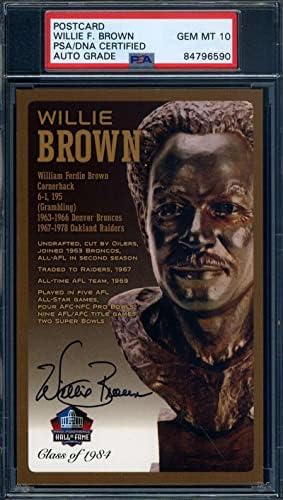 Willie Brown Mücevher Nane 10 PSA DNA İmzalı HOF Bronz Büstü Kartpostal İmzalı-NFL Kesim İmzaları