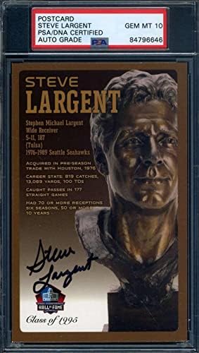 Steve Largent Mücevher Nane 10 PSA DNA İmzalı HOF Bronz Büstü Kartpostal İmzalı-NFL Kesim İmzaları