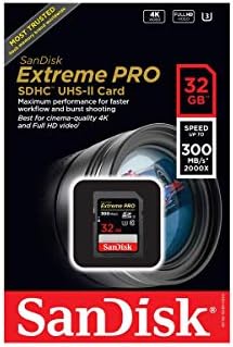 SanDisk 32 GB SDHC SD Extreme Pro Hafıza Kartı UHS-II Sony Alpha a9 II ile Çalışır, a7s III Aynasız Fotoğraf Makinesi