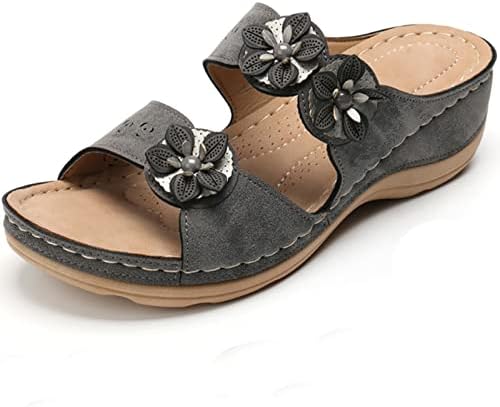 Kadınlar için sandalet Rahat Yaz, kadın Slayt Platformu Kama Sandalet Rahat Bohemia İçi Boş Çiçek Burnu açık Sandalet