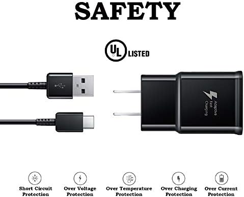 USB Tip C Kablo ile İLineX Adaptif Hızlı Şarj Cihazı [ 4FT ] Samsung Galaxy S10, S9, S8, S9 Plus,Not 10, 8, 9 ile