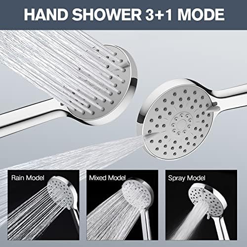 Duş Başlığı, 8 yağmur biçimli duş Kafa ile El Sprey Combo ile ON / OFF Duraklama Anahtarı ve 11 Açı Ayarlanabilir