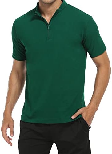 HAUSEİN polo gömlekler Erkekler için Kısa Kollu Slim Fit Çeyrek Zip Kas Atletik Spor Kas Rahat yazlık t-Shirt