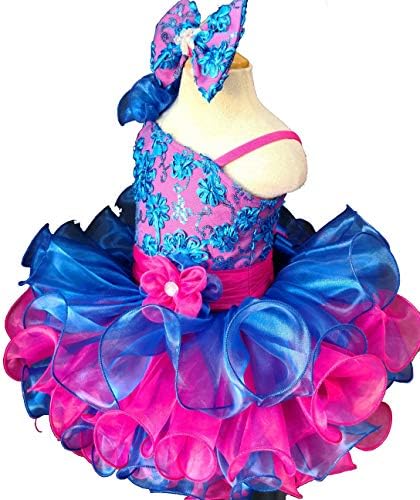 Jenniferwu G135RP Bebek Yürüyor Bebek Yenidoğan Küçük Kız Pageant Parti Doğum Günü Elbise ROYALPİNK Size0-3MonthsM